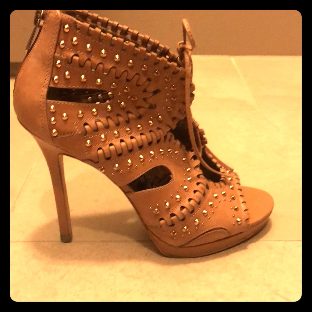 Cream leather Sam Endlman Lace Up With Gold Studs